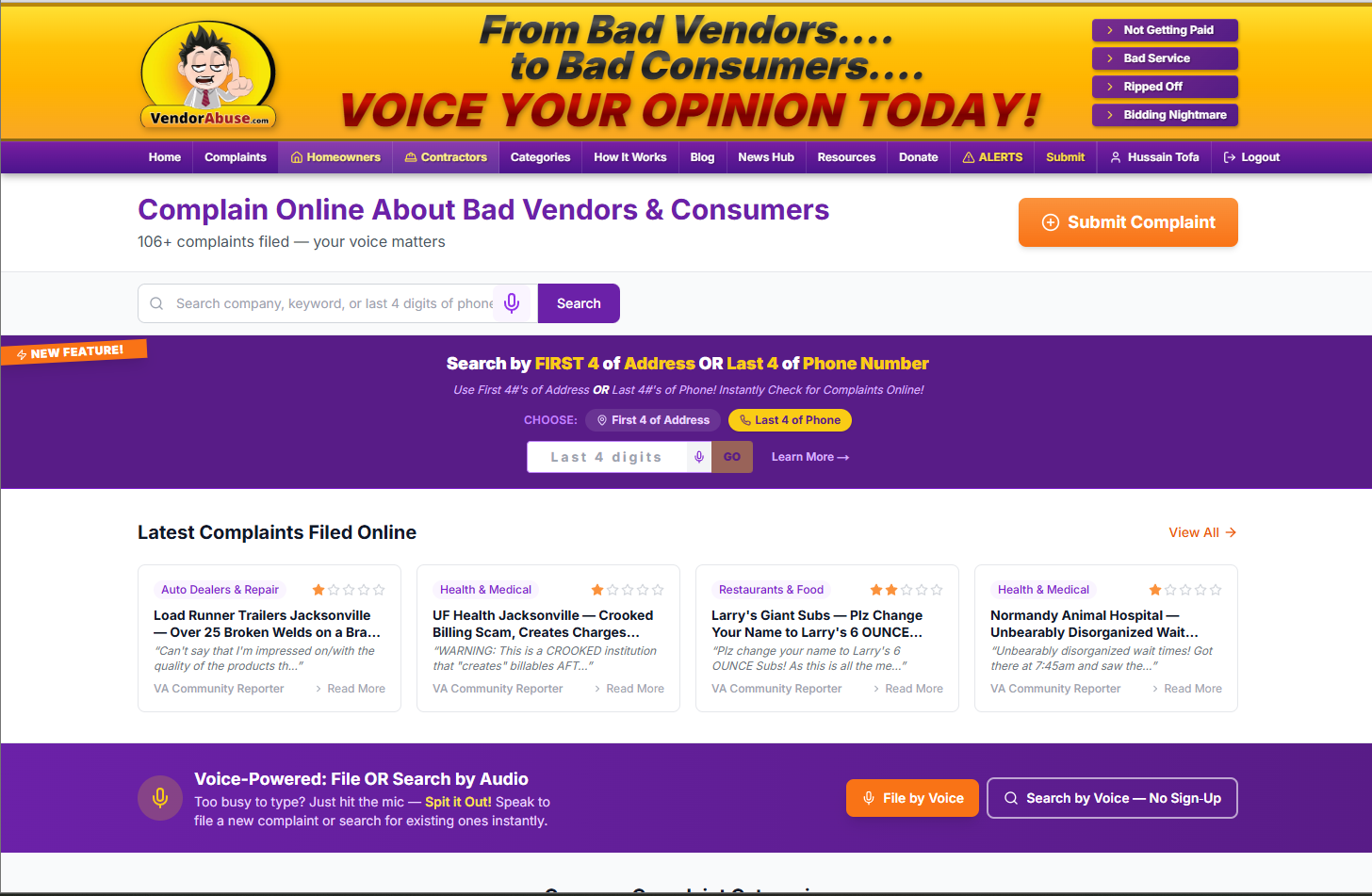 VendorAbuse - Consumer complaint platform